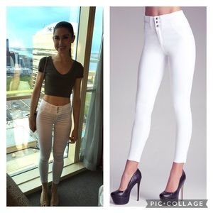 Bebe Corset Waist Skinny Jeans High-Waist High Waist 25 0 white XS XXS LIKE NEW